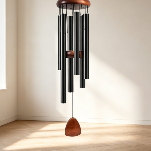 Large Aluminum Wind Chime, 37 inches, Creates a Zen Atmosphere, Suitable for Outdoor, Garden, and Patio Decoration  Classic Black Wind Chime with Chime Discs, Suitable as a Gift for Mom or Neighbor, Suitable for Both Men and Women