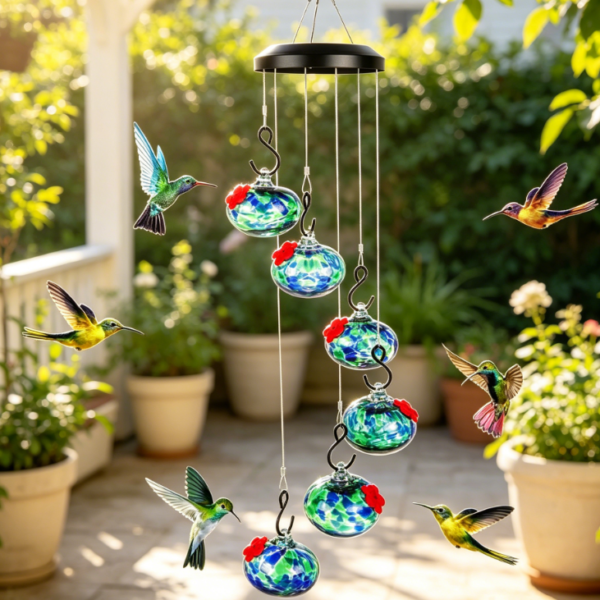Charming Wind Chimes: Hummingbird Feeder   Outdoor Hanging Style   Ant proof, Bee proof, Leak proof, Perfect Outdoor Garden Decoration