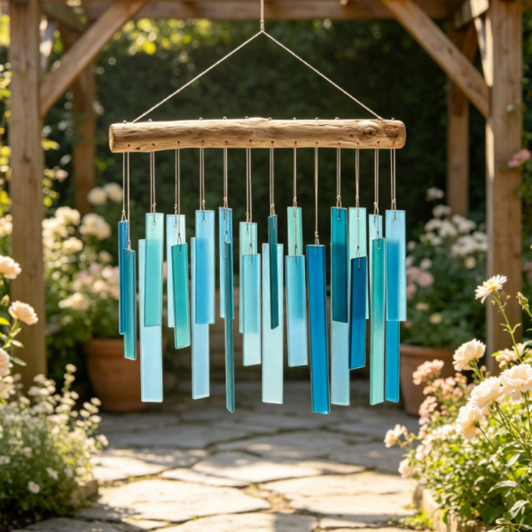 Outdoor glass wind chimes  Handmade hanging wind chimes, beach decorations, poolside gifts, outdoor decorations, gifts for ladies, gifts for moms, birthday gifts for ladies