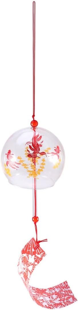 Japanese goldfish hanging wind chime, glass bells, indoor and outdoor decorative fish shaped ornament, suitable for patios, gardens, homes, and cars