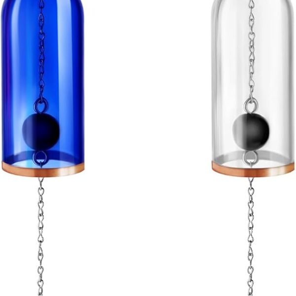 2 Piece Wine Bottle Wind Chimes   Wine Glass Bottle Shaped Wind Chimes   Indoor and Outdoor Decoration, Handmade, Sunlight Catcher, Suitable for Gardens, Porch, Home, Christmas, Weddings, Housewarming   A Whimsical Gift (Blue, White)