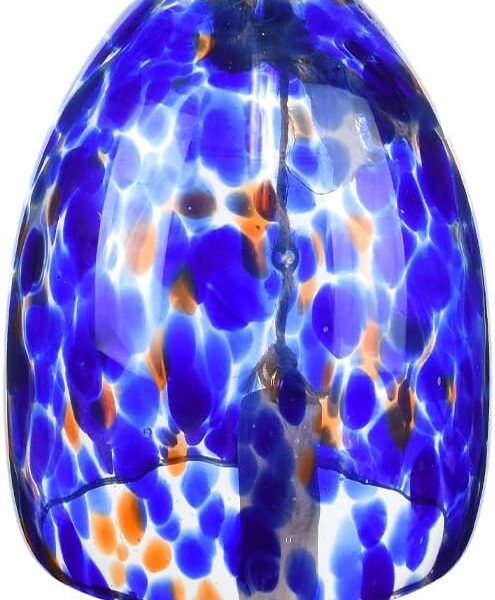 Gift Essential: Blown Glass Bell Wind Chimes (Cobalt Blue), 5 5 inch