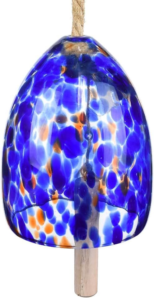 Gift Essential: Blown Glass Bell Wind Chimes (Cobalt Blue), 5 5 inch