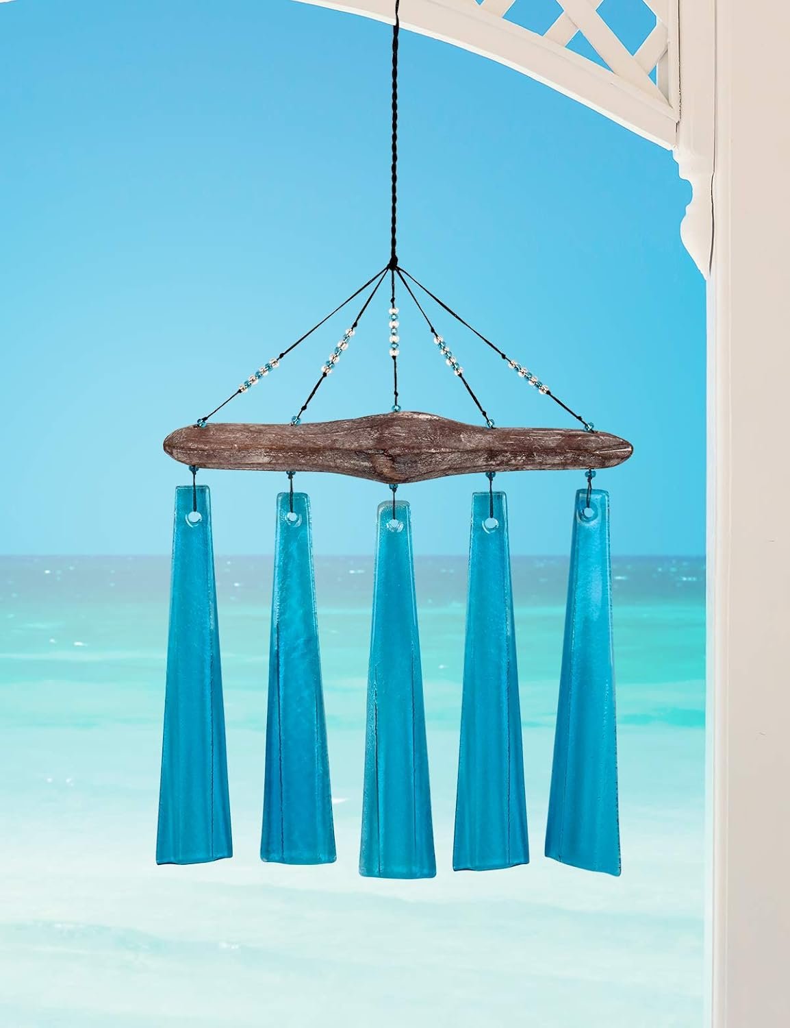 Sunset Vision Design Studio: Sea Breeze Glass Wind Chimes, Turquoise Image 2