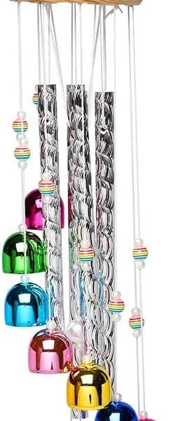 Colorful outdoor wind chime with 4 aluminum tubes and 11 bells, suitable for home, garden, patio, and patio decoration
