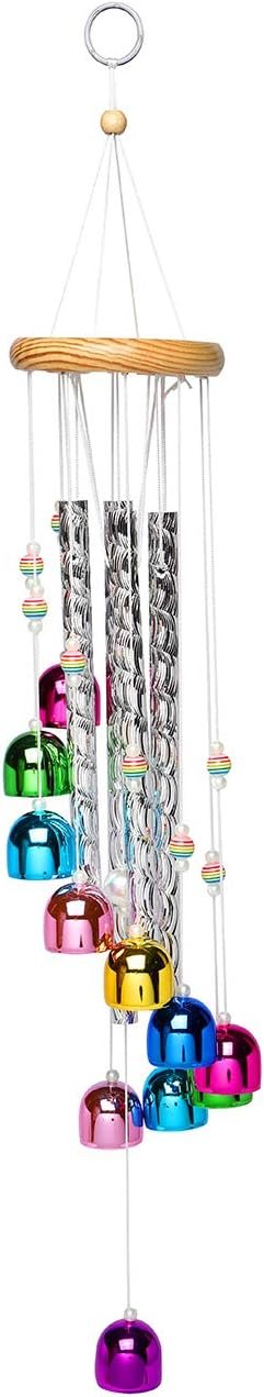 Colorful outdoor wind chime with 4 aluminum tubes and 11 bells, suitable for home, garden, patio, and patio decoration