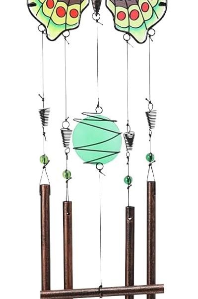 Butterfly Wind Chimes, Suitable for Outdoor Use, Stained Glass Wind Chimes, Suitable for Patios, Outdoors, Gardens, Patios, Coastal Areas, Windows, Home Decorations, or as Gifts for Women (Green)