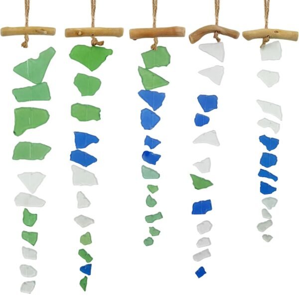 Snail Garden: 5 Piece Sea Glass Wind Chimes, Handmade Ocean Wind Chimes, Suitable for Outdoor Use, Sea Glass Decorations, Suitable for Gardens, Beach Villa Decorations, Indoor Home Terrace Hanging Decorations