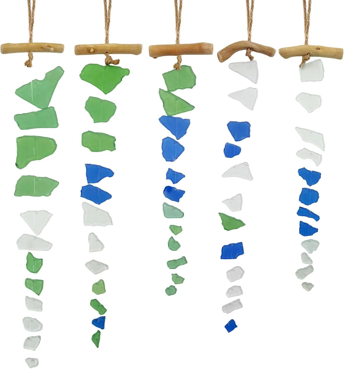 Snail Garden: 5 Piece Sea Glass Wind Chimes, Handmade Ocean Wind Chimes, Suitable for Outdoor Use, Sea Glass Decorations, Suitable for Gardens, Beach Villa Decorations, Indoor Home Terrace Hanging Decorations