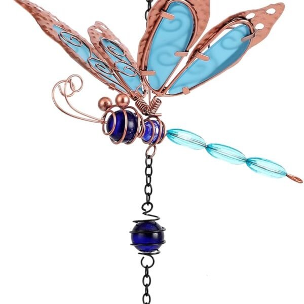 Dragonfly Wind Chime, Garden Glass Bell Glowing Wind Chime, Suitable for Home, Party, Holiday Decoration, Indoor/Outdoor Garden Decoration, Realistic Dragonfly Dark Tone Style
