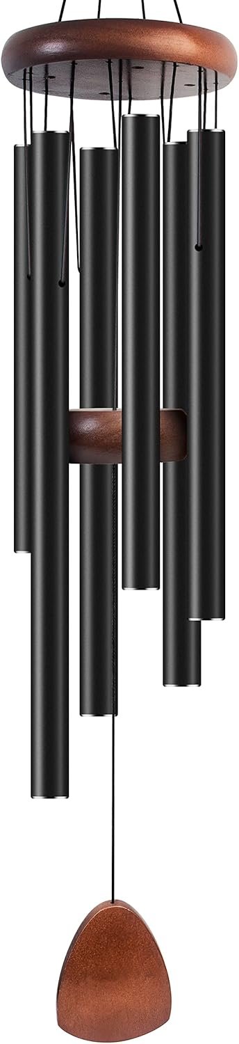 Large Aluminum Wind Chime, 37 inches, Creates a Zen Atmosphere, Suitable for Outdoor, Garden, and Patio Decoration Classic Black Wind Chime with Chime Discs, Suitable as a Gift for Mom or Neighbor, Suitable for Both Men and Women
