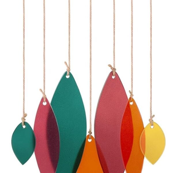 Sea glass wind chime art decorations stained glass sun catcher window decorations, driftwood handmade design beach wind chimes patio garden patio decorations home decorations (colored)
