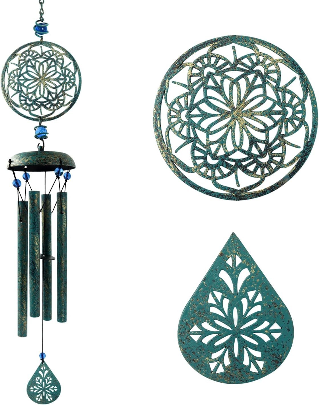 Outdoor Zen Atmosphere Wind Chime Outdoor Garden Terrace Decoration: Mandala Design Wind Chimes A Gift for Mothers, Grandmothers, and Sisters (6 Petals)