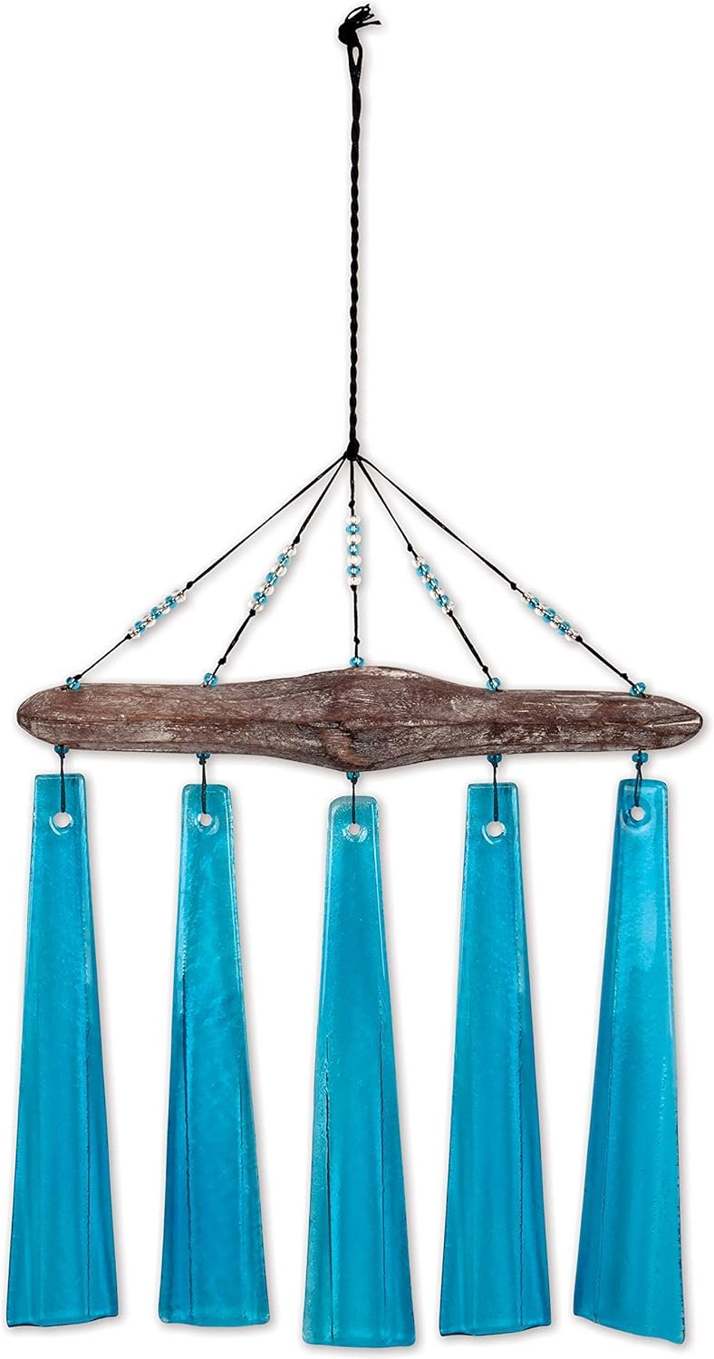 Sunset Vision Design Studio: Sea Breeze Glass Wind Chimes, Turquoise